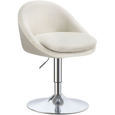 Vasagle – Tabouret de bar réglable blanc – Hauteur d'assise 43-55 cm – Pivotant 360° – Socle en métal pour stabilité – Housse amovible lavable