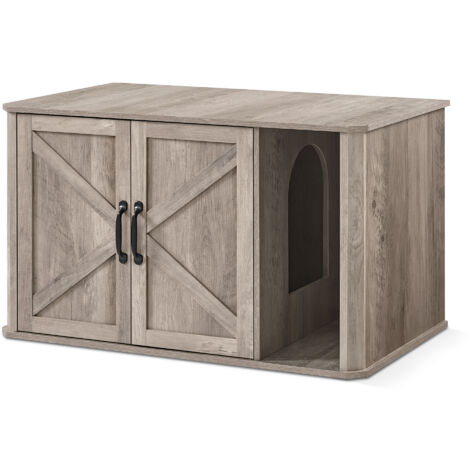 Feandrea – Meuble litière pour chat moderne – Cache-litière avec double porte – Dimensions 85 x 48,5 x 50 cm – Panneau d’aggloméré robuste