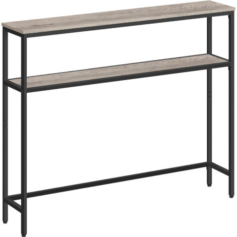 Vasagle – Console pour couloir – Table d’appoint 2 niveaux 20 x 100 x 80 cm – Panneaux agglomérés et acier – Couleur grège chiné et noir