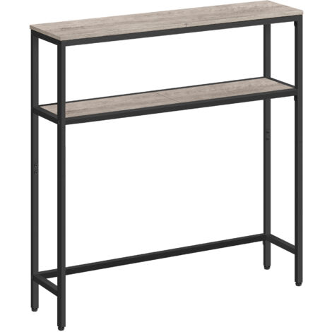 Vasagle – Console d'entrée 2 niveaux 20 x 80 x 80 cm – Panneaux agglomérés grège chiné et acier noir – 25 kg par étagère – Montage facile
