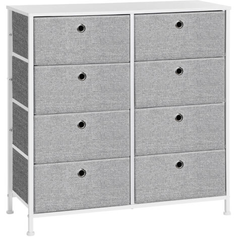 SONGMICS Commode avec 8 Tiroirs en Tissu, 30 x 80 x 81,5 cm (P x L x H), avec Cadre Métallique, Plateau, Gris Clair et Blanc (1/5)