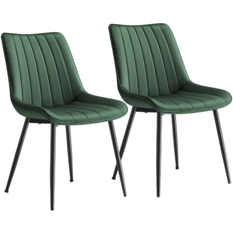Songmics – Lot de 2 chaises de salle à manger en velours vert – Dossier ergonomique – Pieds en acier – Capacité 120 kg – Dimensions 60x50,1x88,6 cm