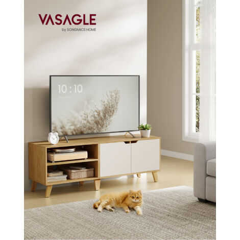 Meuble TV VASAGLE - 2 Portes - étagères Réglables - Marron - 140x40x50 Cm - Neuf