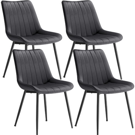 SONGMICS Lot de 4 Chaises de Salle à Manger, Velours, Chaise Cuisine, Supportant Jusqu’à 120 kg, Pied en Acier, Dossier Ergonomique, pour Salle à Manger, Cuisine, Gris et Noir d’Encre (1/5)