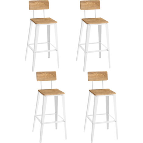 Vasagle – Lot de 4 tabourets de bar avec dossier – Cadre en acier – Hauteur d'assise 74 cm – Style industriel beige – Montage facile (1/5)