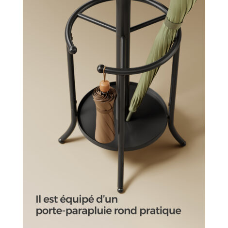 Porte-manteau SONGMICS Avec 12 Crochets Et Porte-parapluie - Métal Noir, 175cm, Stable - Pour Entrée Ou Salon