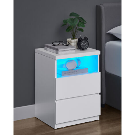 Chevet Moderne VASAGLE 3 Tiroirs, Bande LED, Ambiance Colorée Meuble