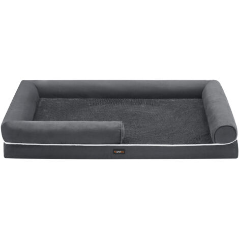 Panier pour Chien Orthopédique, Canapé, Lit pour Animaux, Rembourrage Moelleux, Bords Rehaussés, Housse Amovible et Lavable, 135 x 107 x 25 cm, Antidérapant, Gris Foncé (1/5)
