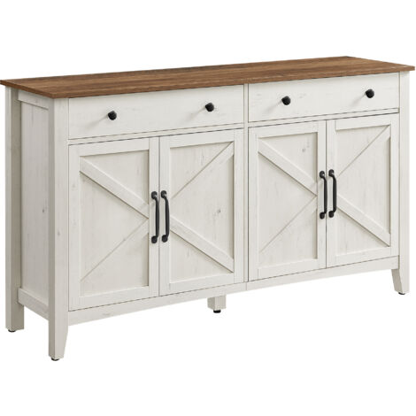 Armoire De Cuisine, Buffet Avec Tiroirs, Armoire De Rangement Avec Portes Etagere Reglable Style Maison De Campagne 40 X 80 X 80 Cm Blanc Et Marron 98207599