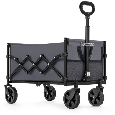 Songmics – Chariot de transport pliable 180 kg – 4 roues renforcées dont 2 pivotantes – Tissu Oxford 600D – Dimensions pliées 42 x 21 x 68 cm
