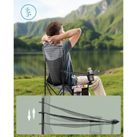 VEVOR Chaise de Camping Pliante Inclinable Pliable, Gris en Tissu et VEVOR Chaise de Camping Pliante Inclinable Pliable, Gris en Tissu et