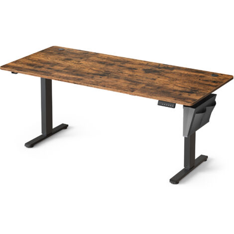 Bureau Électrique Réglable en Hauteur, 180 x 80 cm, Table Assis-debout, Fonction Mémoire 4 Hauteurs, pour Bureau, Télétravail, Marron