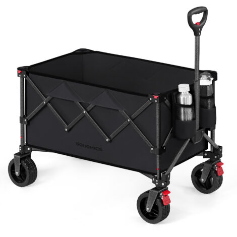 Songmics – Chariot de jardin pliable 150L – Charge maximale 150kg – 4 roues amovibles – Dimensions pliées 24,5 x 20 x 62 cm – Acier et tissu Oxford