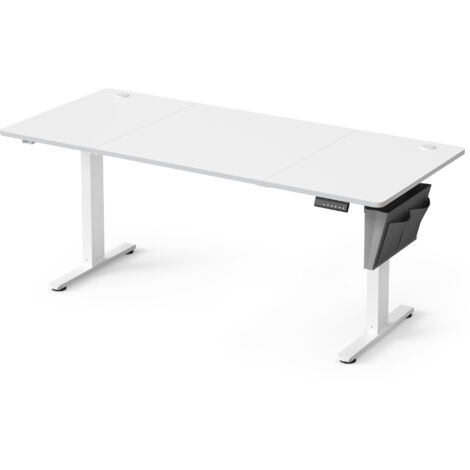 Songmics – Bureau électrique réglable en hauteur 180 x 80 cm – Hauteur ajustable 72-120 cm – Fonction mémoire 4 hauteurs – Blanc