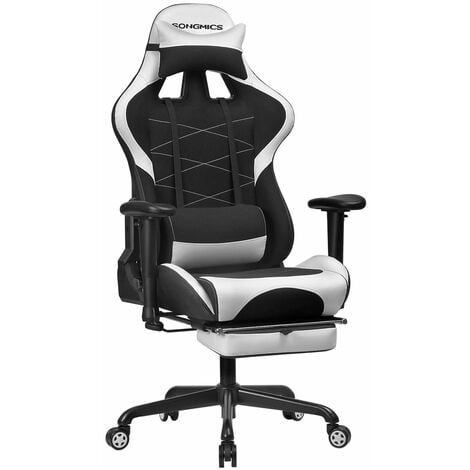 Estoril Light fauteuil de bureau gaming ergonomique avec coussin lombaire  blanc