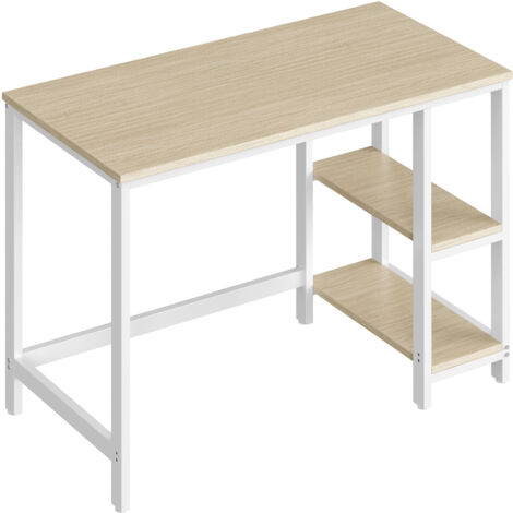 Vasagle – Bureau droit avec rangement – 100 x 50 cm – 2 étagères réversibles – cadre en acier – style industriel – beige (1/5)
