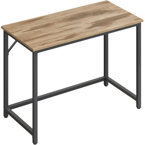 Vasagle – Bureau droit 100 x 50 x 75 cm – Métal et aggloméré marron – Montage facile – Pour bureau, salon ou chambre – Pieds réglables (1/5)