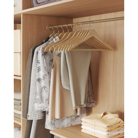 Cintre pour vêtements, lot de 8, épaule large, barre à pantalon, pour veste, chemise, bois