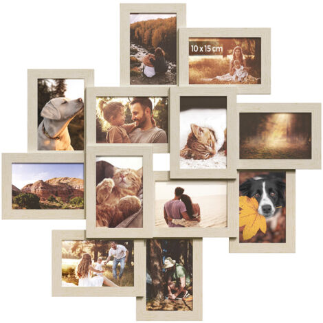 Cadre Photo Collage 18 Photos – Format Portrait Et Paysage, Plastique Blanc, Décoration Murale Multifotos