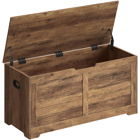 Coffre de Rangement, Banc de Stockage, 2 Charnières de Sécurité, , 40 x 100 x 46 cm, pour Entrée, Salon, Blanc Nuage