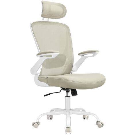 Songmics – Chaise de bureau ergonomique – Dossier en S avec support lombaire – Assise large 53 cm – Tissu en maille respirant – Mécanisme à bascule
