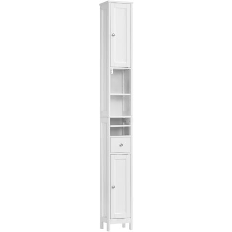 Armoire de Salle de Bain Haute Meuble de Rangement Étroit avec Tiroir 2 Portes et 3 Étagères Armoire de Salle de Bain Haute Meuble de Rangement Étroit avec Tiroir 2 Portes et 3 Étagères