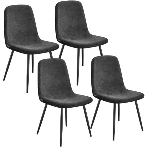 Vasagle – Lot de 4 chaises de salle à manger – Tissu chenille doux et PU texturé glacé – Pieds réglables – Dossier ergonomique incliné à 105° – Gris