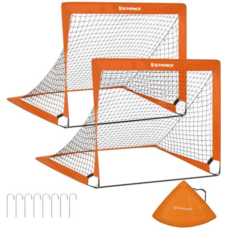 Lot de 2, Cage de Football pour Enfants, Pliable, Filet de Football, Montage Rapide, pour Jardin, Cours, Cadre en Fibre de Verre, Tissu Oxford et Polyester (1/5)