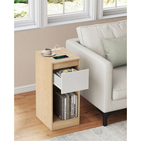 Table De Chevet étroite Avec Recharge USB - 3 Tiroirs, 30x25x70cm, MDF, éclairage RGB, Pour Petits Espaces - 8