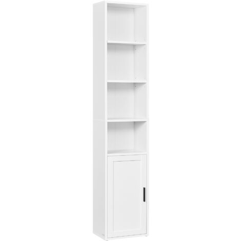 Vasagle – Bibliothèque haute 175 cm avec 6 étagères ouvertes – Panneaux aggloméré et MDF – Rangement sécurisé avec kit anti-basculement – Blanc nuage