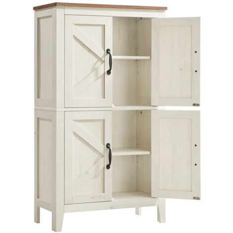 Vasagle – Armoire de rangement avec portes coulissantes – Buffet haut blanc rustique – Étagères réglables – Dimensions 30x60x110 cm