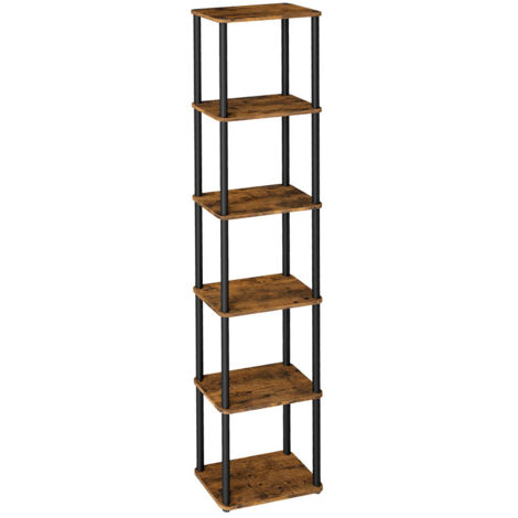 Vasagle – Étagère de rangement 6 niveaux 38 x 23,8 x 173,4 cm – Structure acier renforcé – Capacité 36 kg – Marron rustique et noir d'encre (1/5)