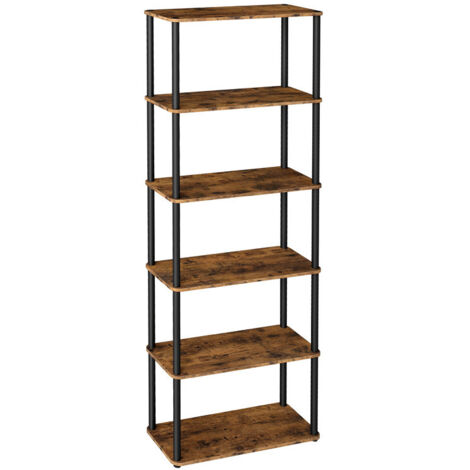 Assemblage Ultra-rapide sans Outils, Étagère à 6 Niveaux, Étagère de Rangement, 60 x 23,8 x 173,4 cm, pour Salon, Chambre, Cuisine, Marron Rustique et Noir d’Encre