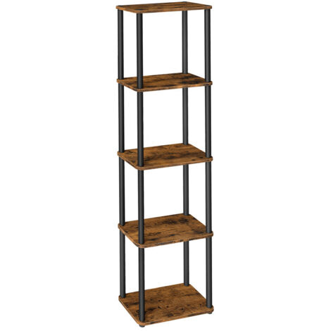 Vasagle – Étagère à 5 niveaux 38 x 23,8 x 139 cm – Montage ultra-rapide sans outils – Structure en acier et aggloméré – Marron rustique et noir d'encre (1/5)