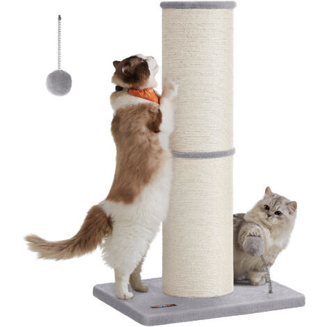 Arbre à Chat XXL, 85 cm de Haut, Tronc de 17 cm d'Épaisseur, Poteau à Griffer Adapté aux Grands Chats comme le Maine Coon, en Sisal, avec Balle, Clochette, Gris Tourterelle
