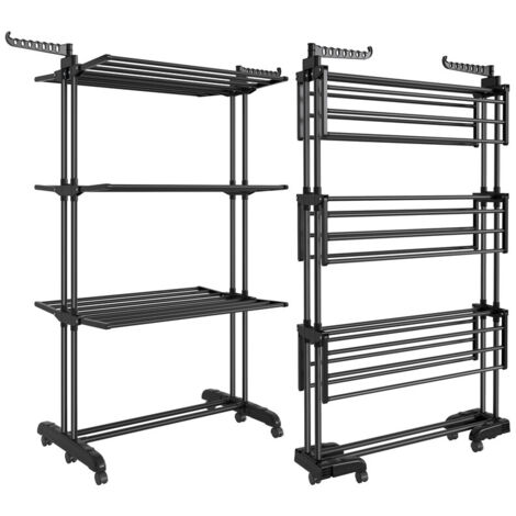 Songmics – Étendoir à linge pliable 4 niveaux – Acier inoxydable et plastique – 63,5 x 125,5 x 173 cm – Grande capacité 41 kg – Utilisation intérieure et extérieure