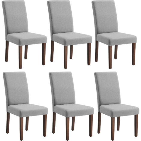 Vasagle – Lot de 6 chaises de salle à manger – Dossier haut – Assise épaisse en mousse – Structure en bois d’hévéa – 58 x 48 x 100 cm – Couleur gris (1/5)