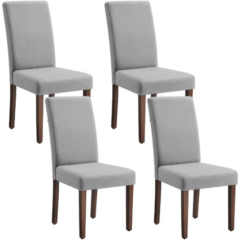 Vasagle – Lot de 4 chaises de salle à manger – Dossier haut ergonomique – Assise épaisse 12 cm – Structure en bois d’hévéa – Dimensions 58 x 48 x 100 cm – Gris tourterelle (1/5)
