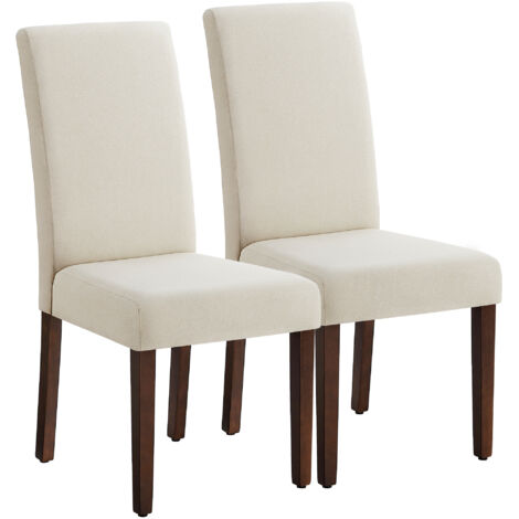 Vasagle – Lot de 2 chaises de salle à manger – Dossier haut ergonomique – Assise épaisse 12 cm – Structure en bois d’hévéa – Dimensions 58 x 48 x 100 cm – Blanc crème (1/5)