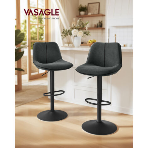 Yaheetech Lot de 2 Tabourets de Bar Réglables en Hauteur Modernes,Chaises de Bar en Similicuir et Métal,Tabouret Haut Capacité de Charge Maximale 136 kg,44 × 50,5 × 89 cm Brun