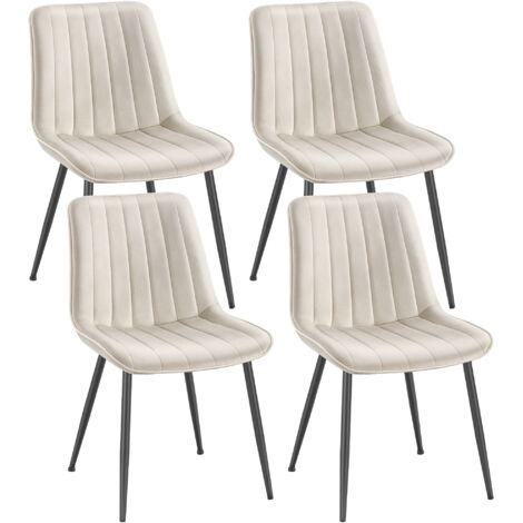 Songmics – Lot de 4 chaises de salle à manger – Dossier ergonomique – Pieds en acier – Capacité 120 kg – Assise confortable en mousse 6,3 cm – Beige cappuccino et noir d'encre (1/5)