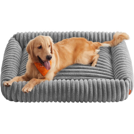 Panier pour Chien, Panier Orthopédique de Taille Très Grande, Coussin Chien Lavable, Moelleux, Rembourrage Doux, 120 x 85 x 23 cm, Gris Tourterelle