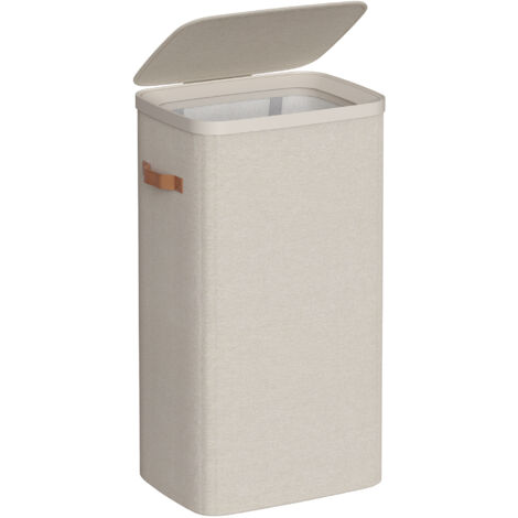 Songmics – Panier à linge 100 L – Tissu polyester 150 g/m² – Dimensions 42 x 32 x 75 cm – Couvercle et poignées pour transport facile (1/5)