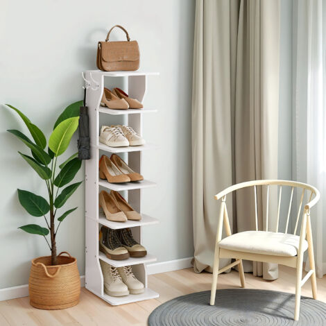 Vasagle – Étagère à chaussures blanche 7 niveaux – Rangement compact pour entrée – Construction robuste en panneau d’aggloméré – Capacité 10 kg par niveau (1/5)