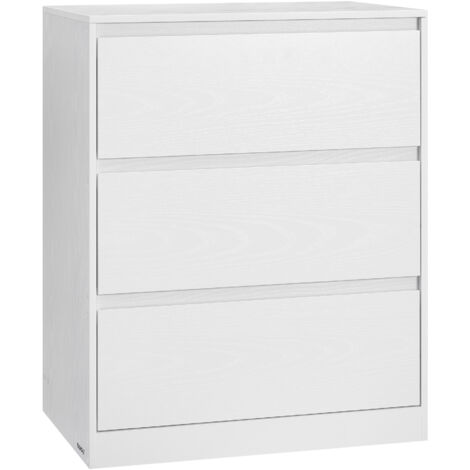 Commode Salle de Bain 4 Tiroirs Meuble Salle de Bain Blanc Meuble de Rangement Kit Anti-renversement Inclus Blanc