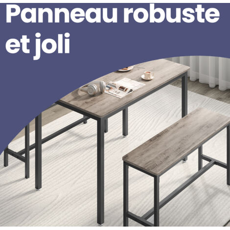 Ensemble Table + 2 Bancs HOMCOM 120 Cm – Style Industriel Bois & Acier Pour 4 Personnes