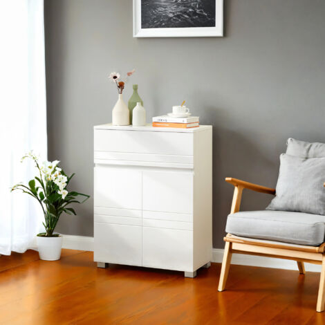 Vasagle – Meuble bas de salle de bain blanc 60 x 30 x 80 cm – 2 portes avec tiroir et étagère réglable – Rangement flexible et durable (1/5)