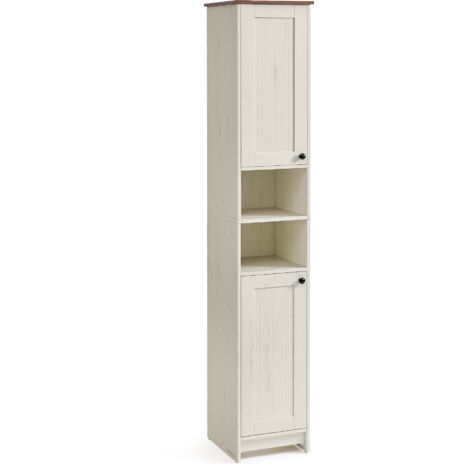 SONGMICS HOME Meuble de Salle de Bain Haut, Toolless Assemblage Ultra-rapide sans Outils, Colonne de Rangement, avec Étagères Réglables, pour Salon, Entrée, 30 x 30 x 170 cm, Blanc Rustique