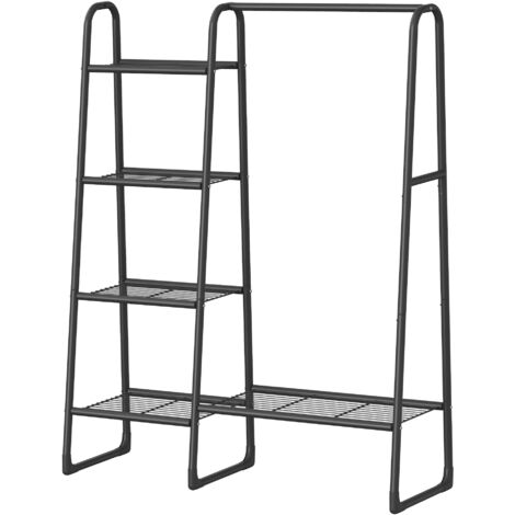 Portemanteau, portant à vêtements, étendoir avec 5 étagères, cadre en métal, 40 x 101,7 x 153,3 cm, noir (1/5)