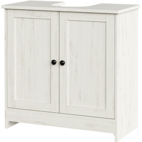 Meuble sous Lavabo Toolless, Assemblage Rapide sans Outils, avec Étagère Réglable, Blanc (1/5)
